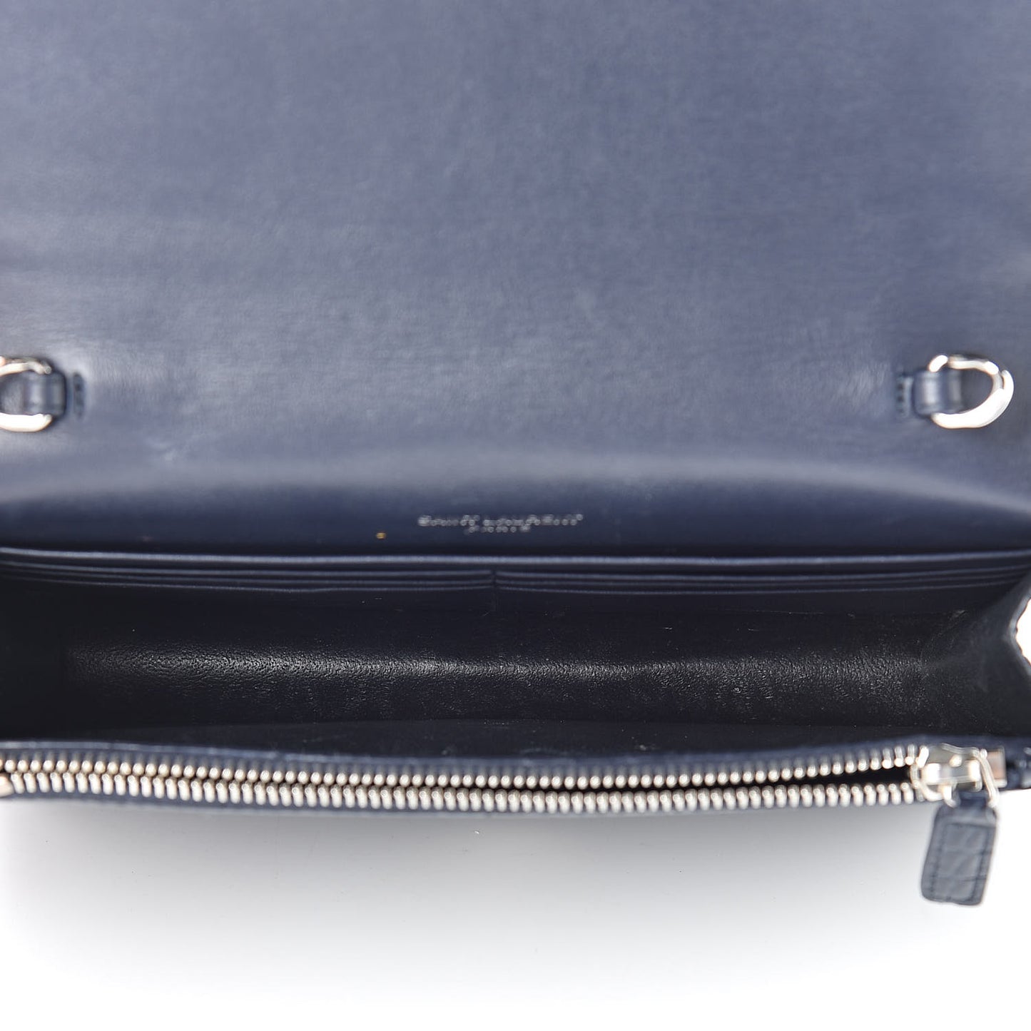 Calfskin Crocodile Embossed Kate Monogram Tassel Chain Wallet Deep Marine