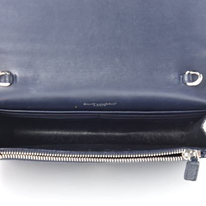 Mansur Gavriel Calfskin Crocodile Embossed Kate Monogram Tassel Chain Wallet Deep Marine 5 of 14