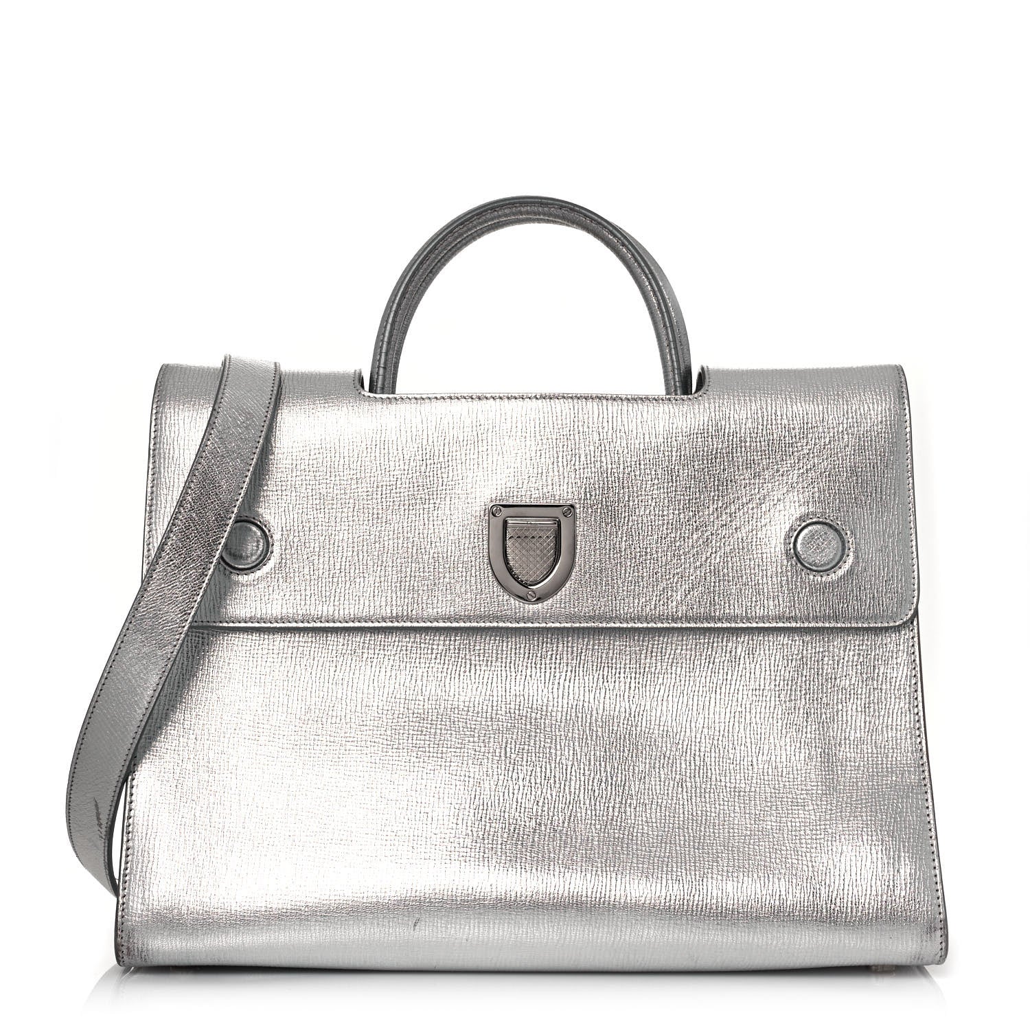 Christian Dior Metallic Goatskin Medium Diorever Flap Silver 1 of 16