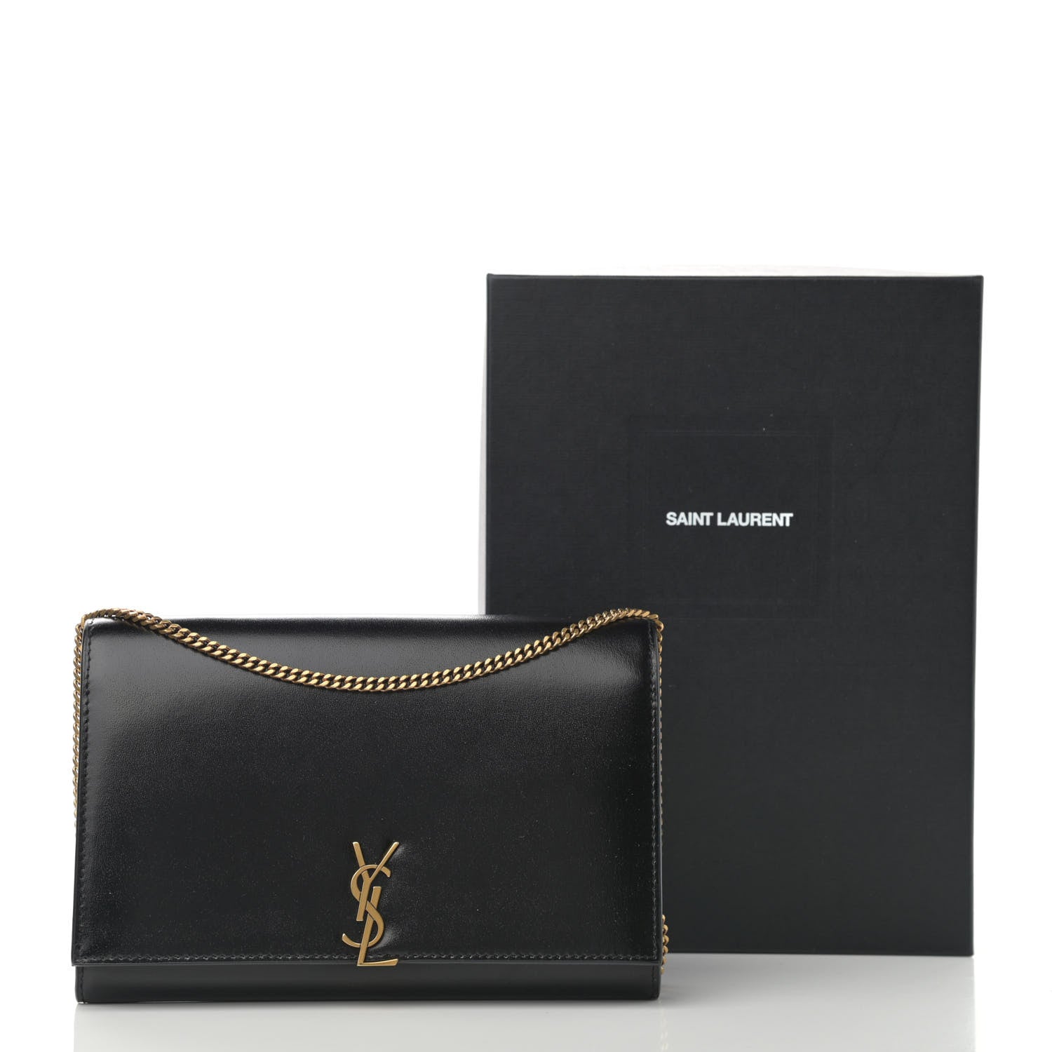 Saint Laurent Glossy Calfskin Monogram Chain Wallet Black 11 of 11