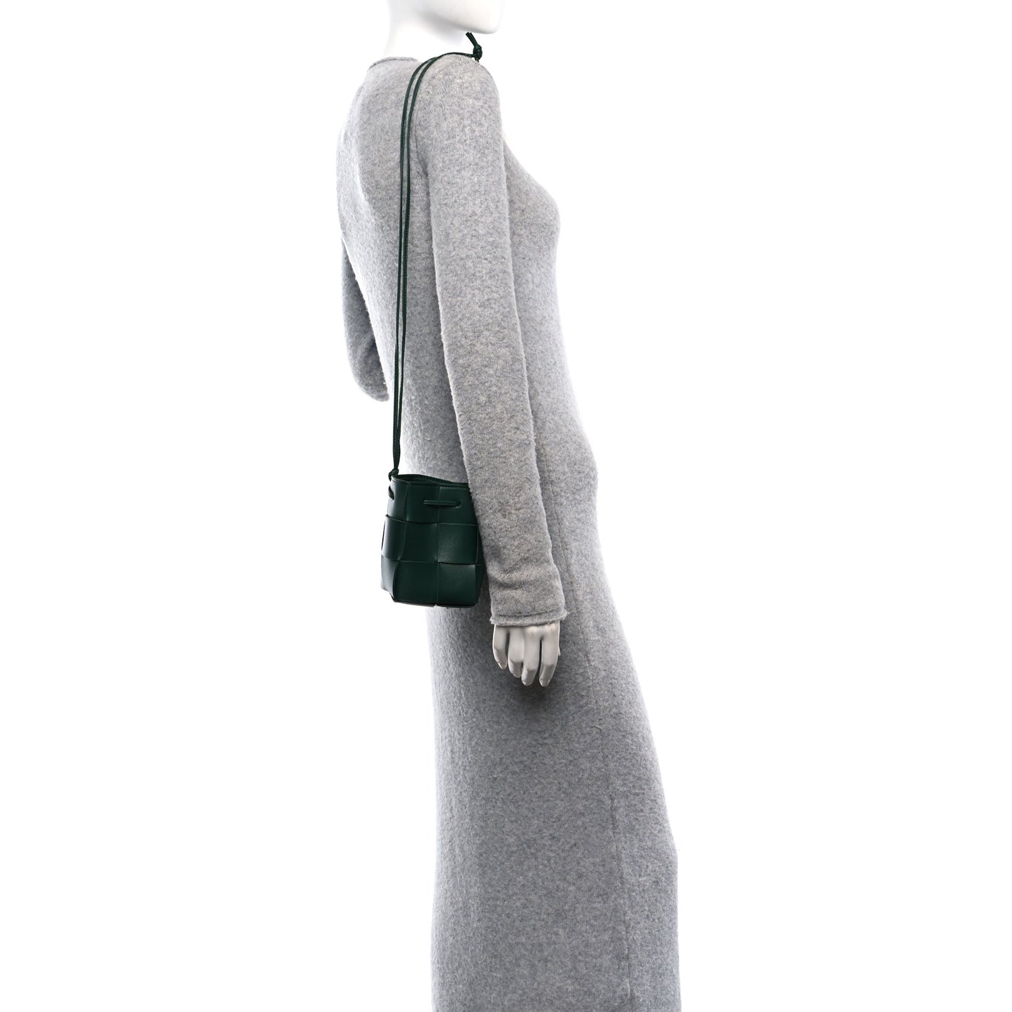Nappa Maxi Intrecciato Mini Cassette Bucket Bag Raintree