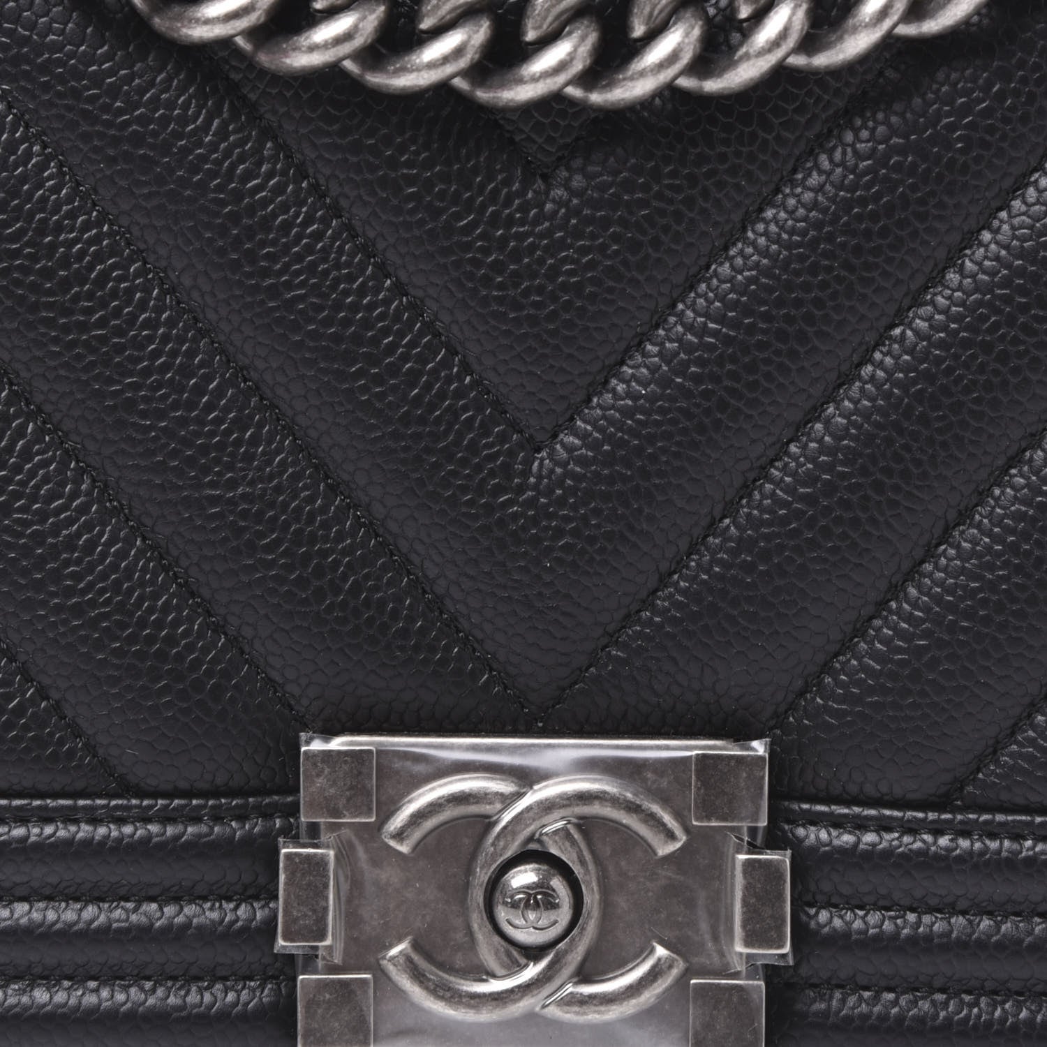 Chanel Caviar Chevron Quilted Medium Boy Flap Black 9 of 10