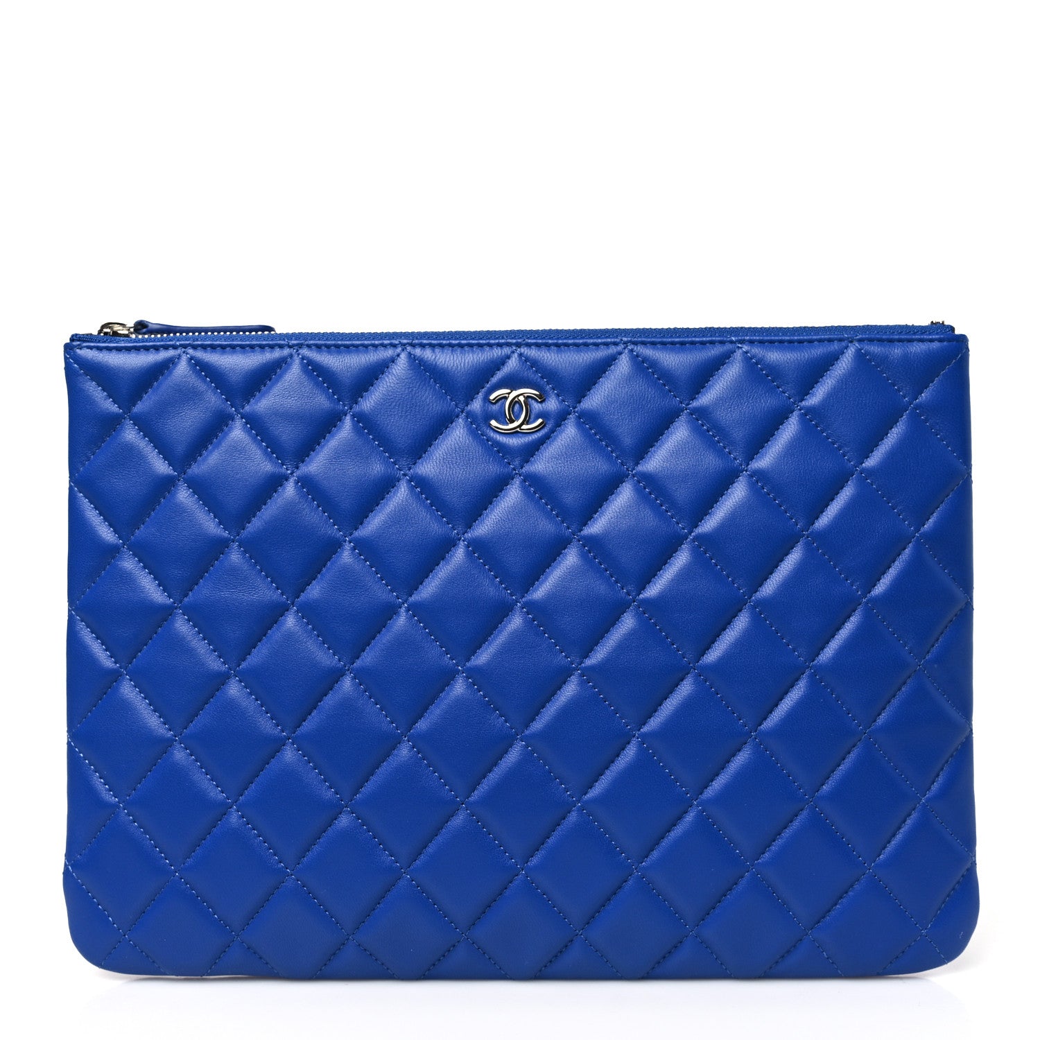 Chanel Lambskin Quilted Medium Cosmetic Case Blue 1 of 9
