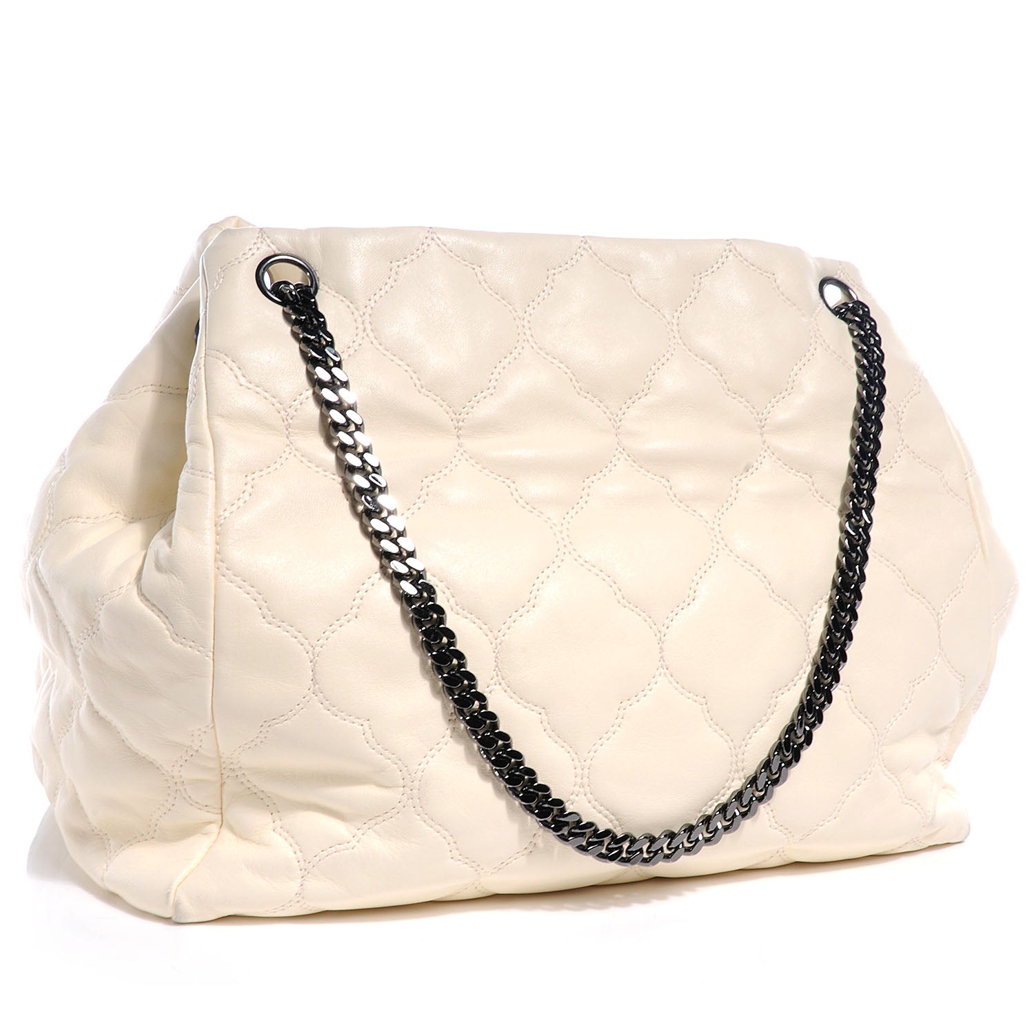 Chanel Lambskin Cells Accordion Tote Dark White 3 of 7