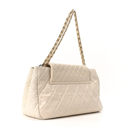 Chanel Glazed Crinkled Lambskin Large East West Flap White 3 of 10