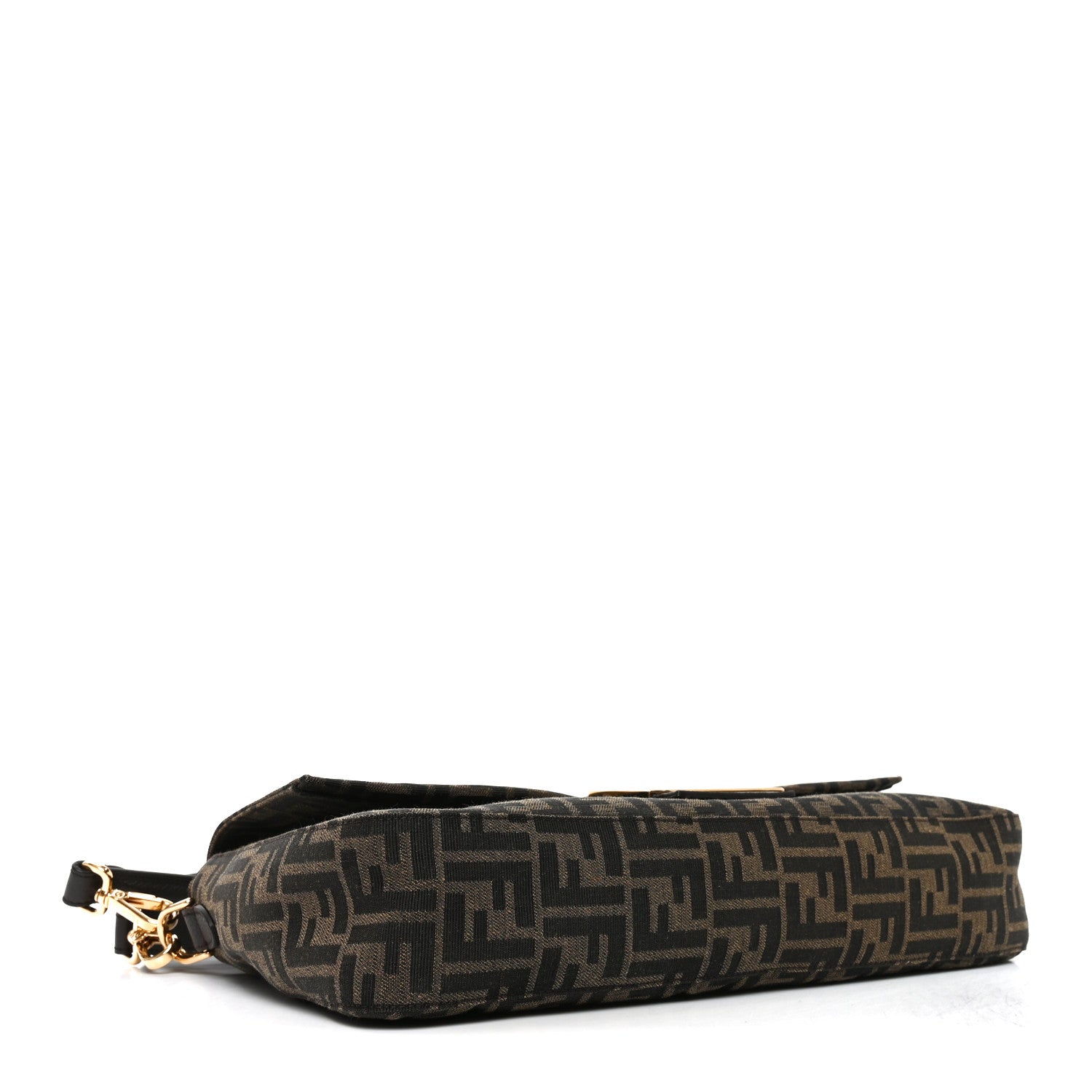 Fendi Fabric Jacquard FF 1974 Maxi Baguette Tobacco Moro Black 4 of 10