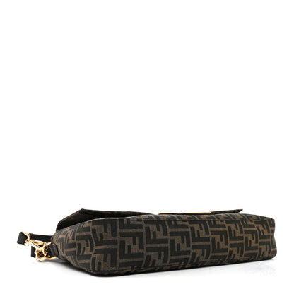 Fendi Fabric Jacquard FF 1974 Maxi Baguette Tobacco Moro Black 4 of 10