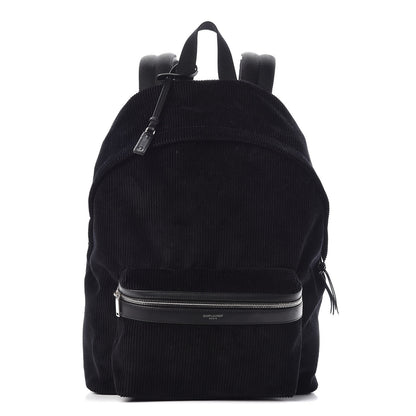 Saint Laurent Velvet Corduroy City Backpack Black 1 of 9
