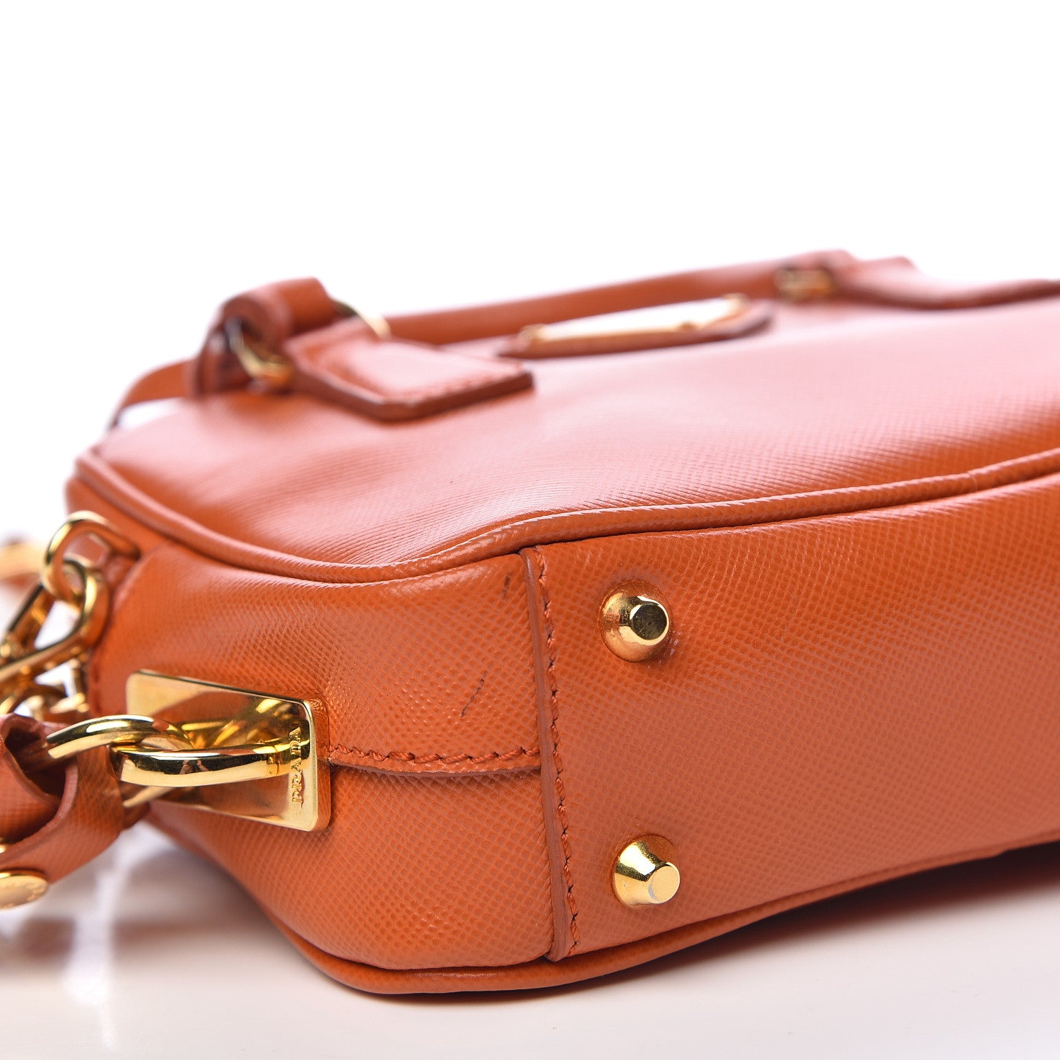 Prada Saffiano Lux Mini Top Handle Crossbody Bag Papaya 9 of 11