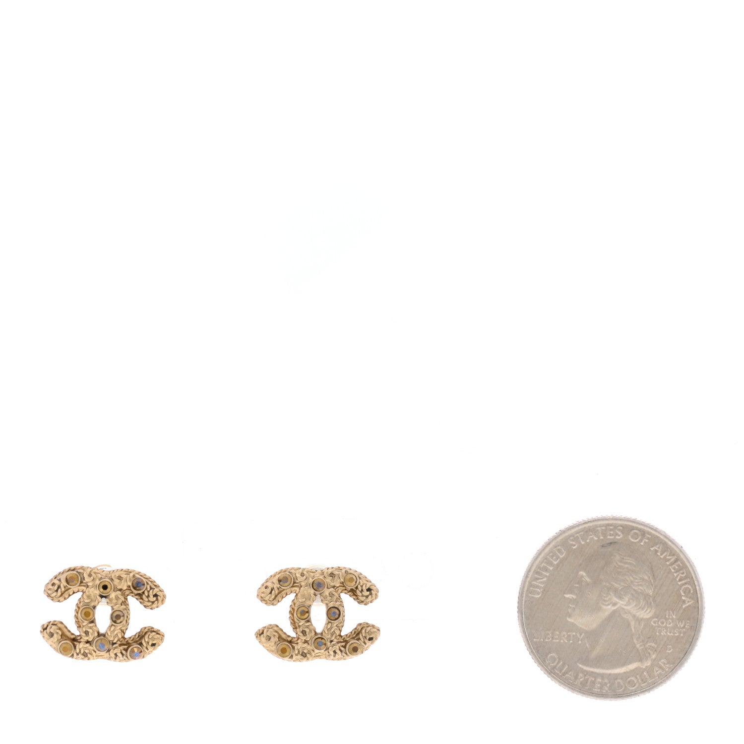 Chanel Crystal CC Earrings Gold 2 of 5