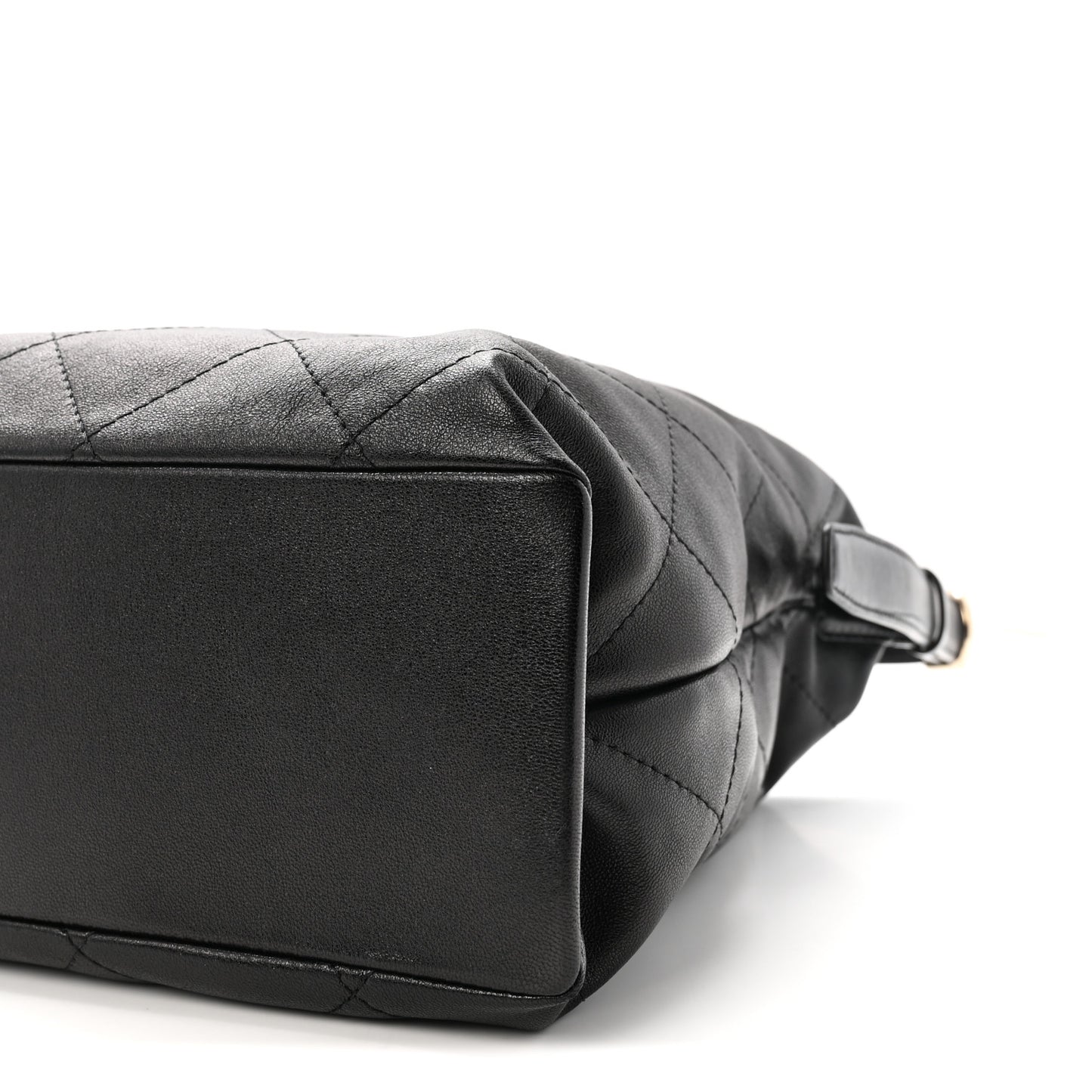 Shiny Lambskin Quilted Maxi Hobo Black