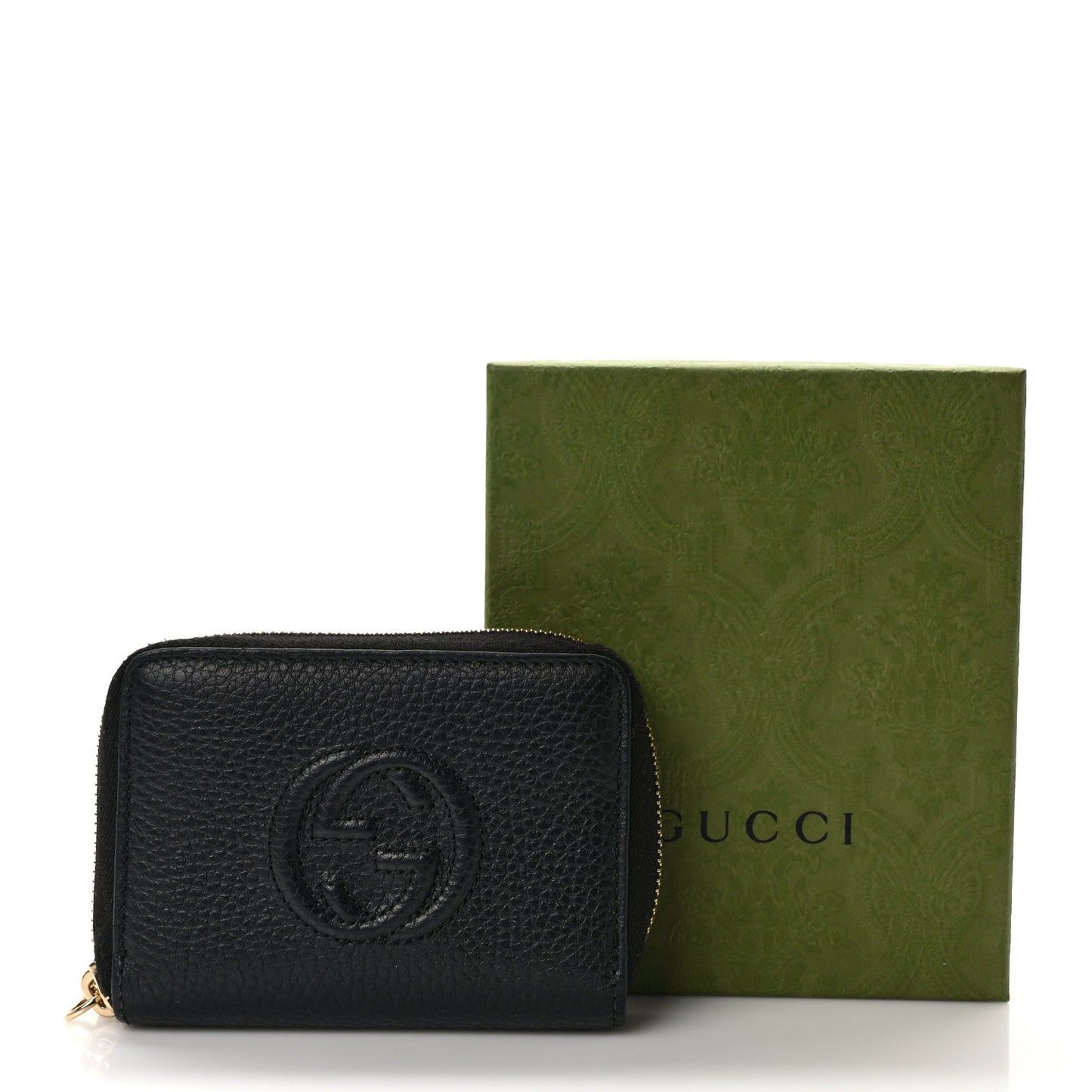 Pebbled Calfskin Soho Compact Disco Zip Around Wallet Black