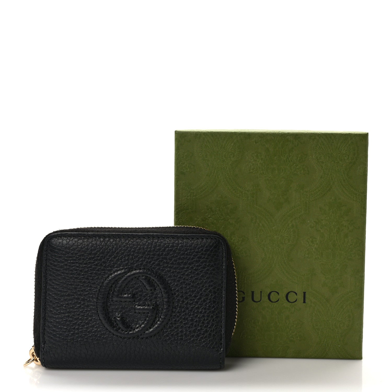 Gucci Pebbled Calfskin Soho Compact Disco Zip Around Wallet Black 9 of 9