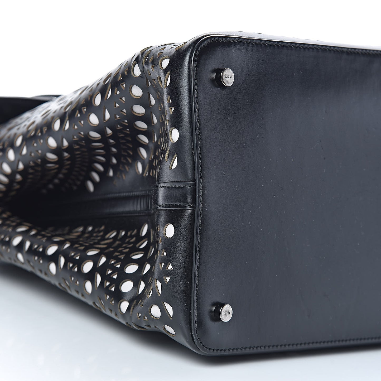 Calfskin Laser Cut Flap Tote Black
