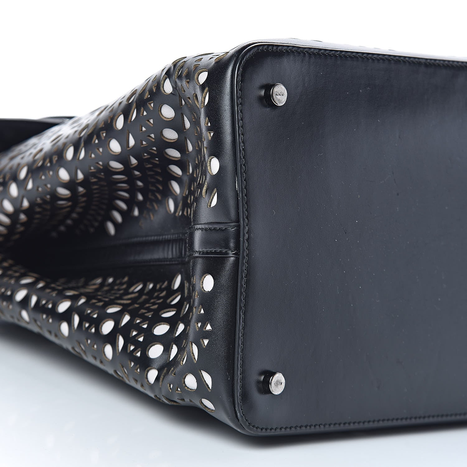 Alaia Calfskin Laser Cut Flap Tote Black 8 of 13