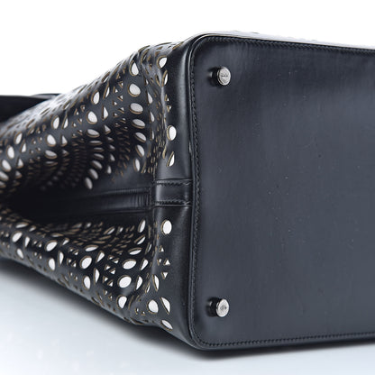 Alaia Calfskin Laser Cut Flap Tote Black 8 of 13