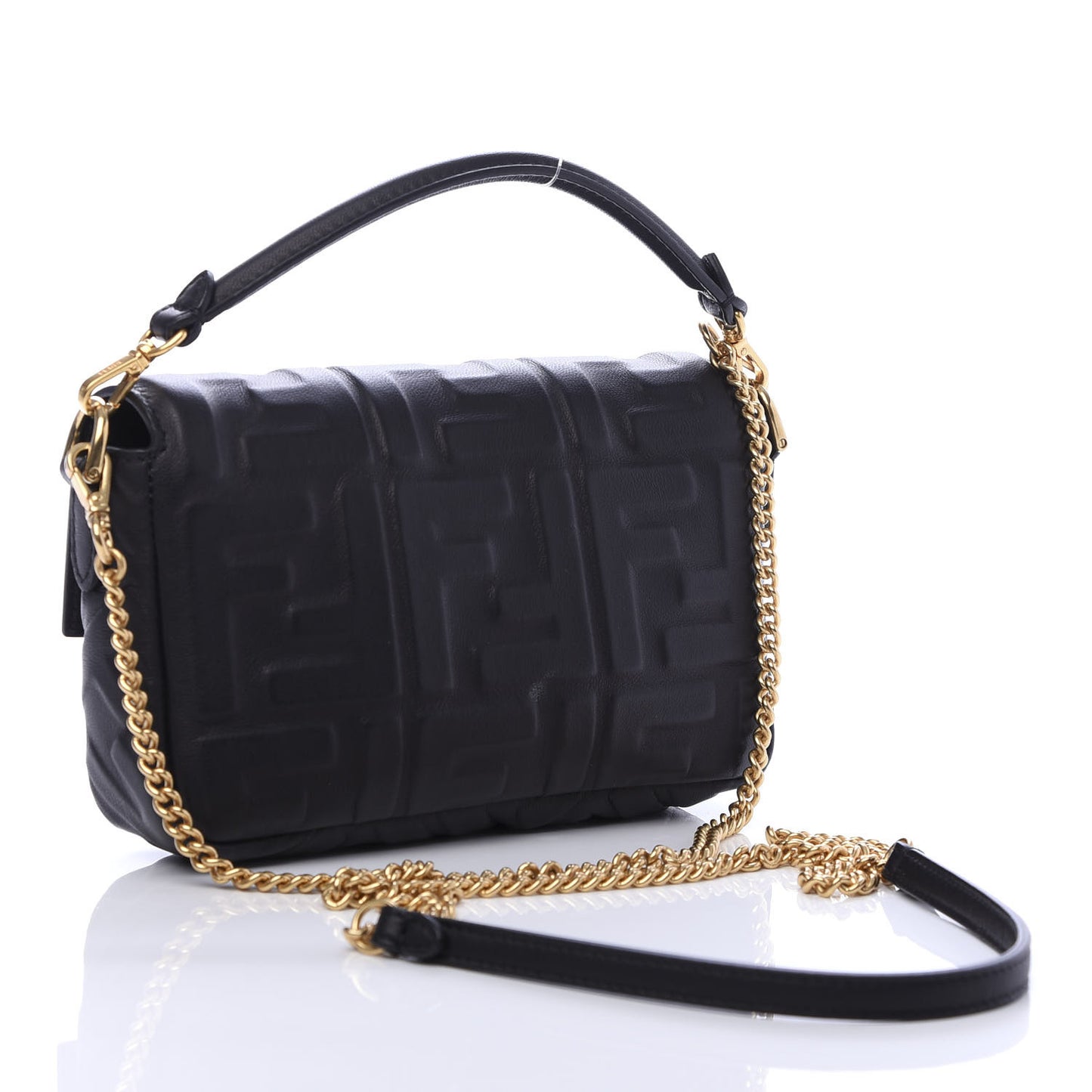 Nappa FF 1974 Embossed Mini Baguette Black