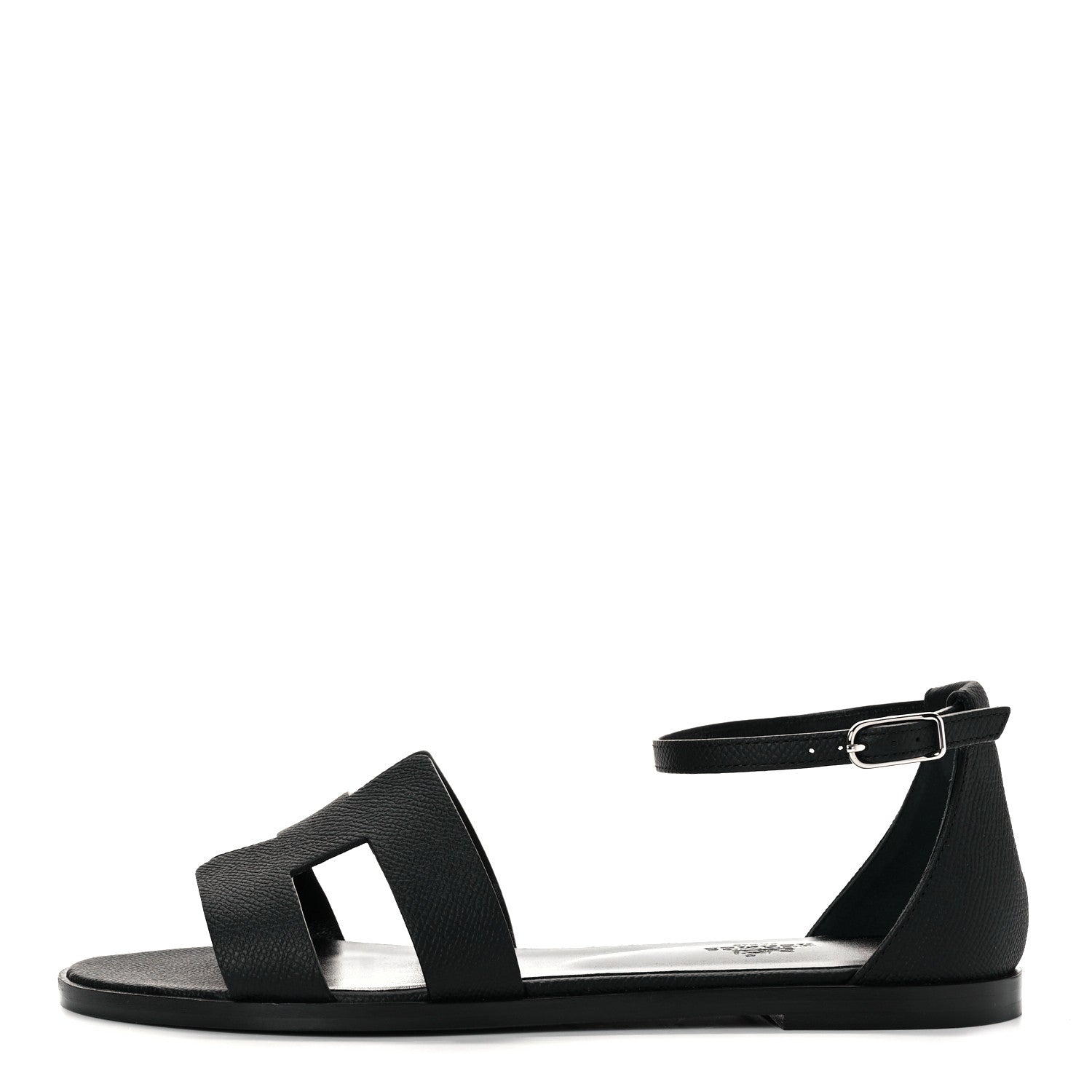 Hermes Epsom Santorini Sandals 37.5 Black 1 of 9