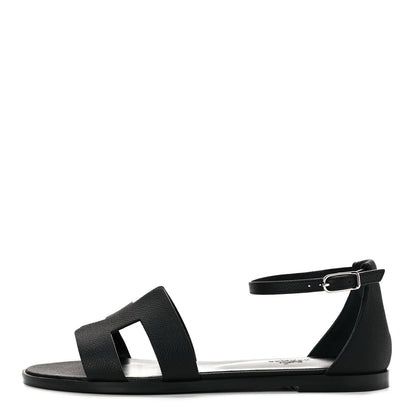 Hermes Epsom Santorini Sandals 37.5 Black 1 of 9