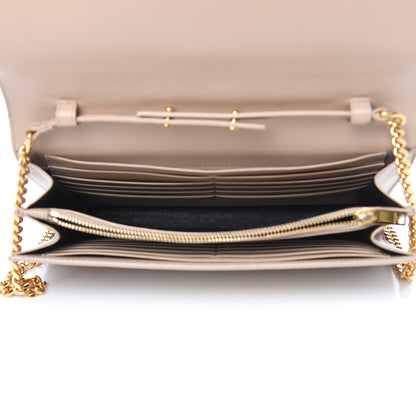 Saint Laurent Grain De Poudre Monogram Chain Wallet Dark Beige 5 of 14