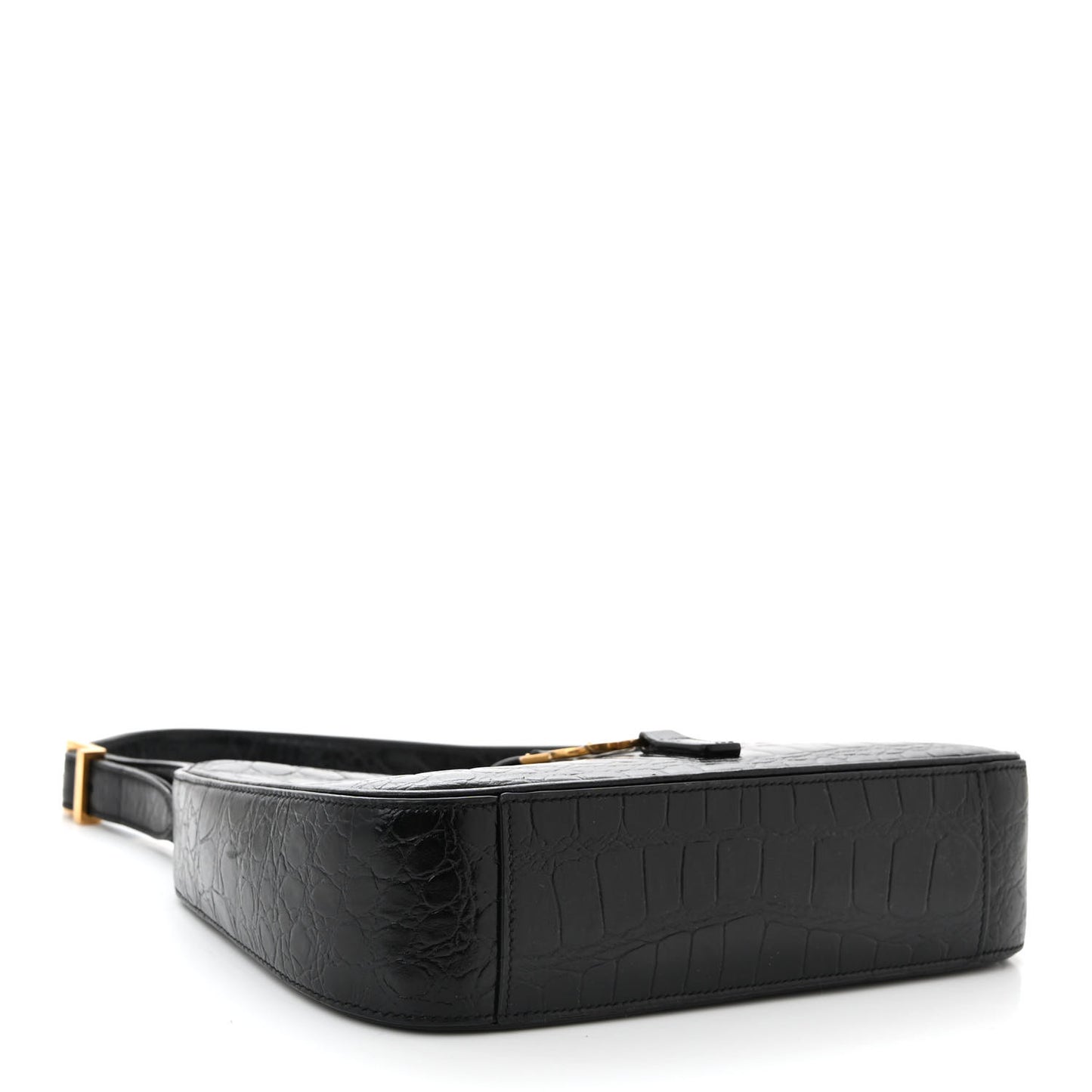 Calfskin Crocodile Embossed LE 5 A 7 Hobo Black