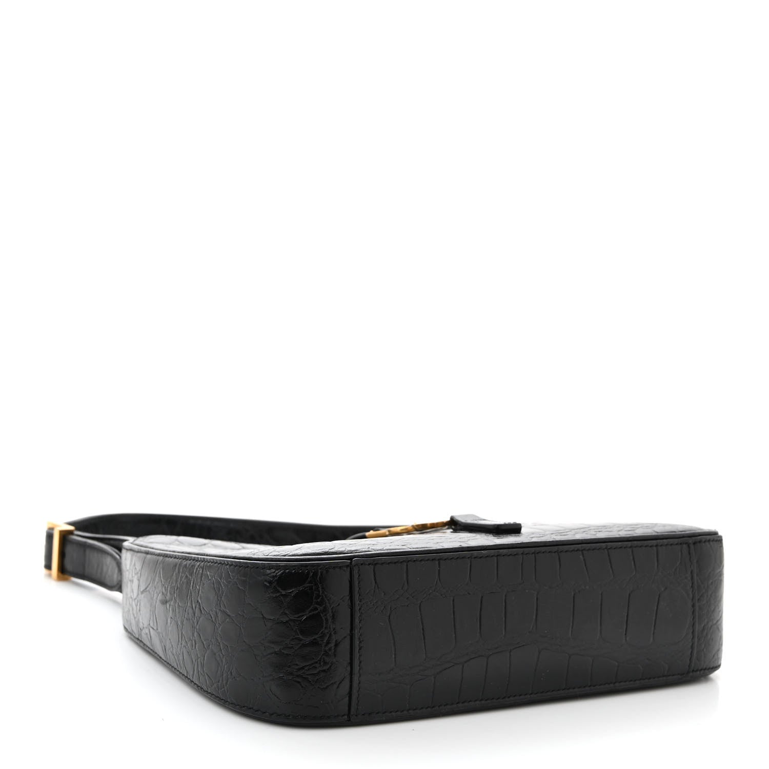 Saint Laurent Calfskin Crocodile Embossed LE 5 A 7 Hobo Black 4 of 10