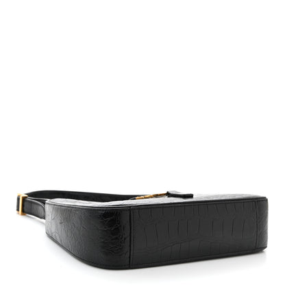 Saint Laurent Calfskin Crocodile Embossed LE 5 A 7 Hobo Black 4 of 10