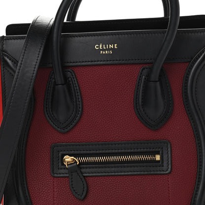Celine Drummed Calfskin Nubuck Nano Tri-Color Luggage Burgundy 8 of 17