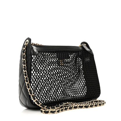 Chanel Mesh Shiny Lambskin Clutch With Chain Black 4 of 12