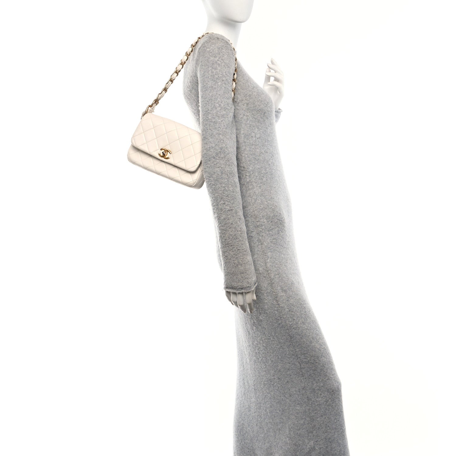 Chanel Lambskin Quilted CC Chain Flap Bag White 2 of 14