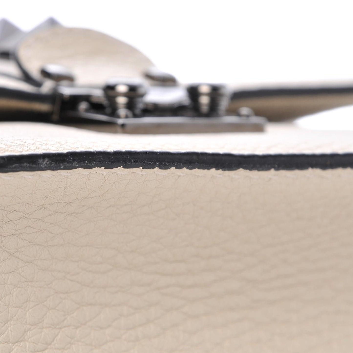 Pebbled Calfskin Small Glam Lock Rockstud Flap Ivory