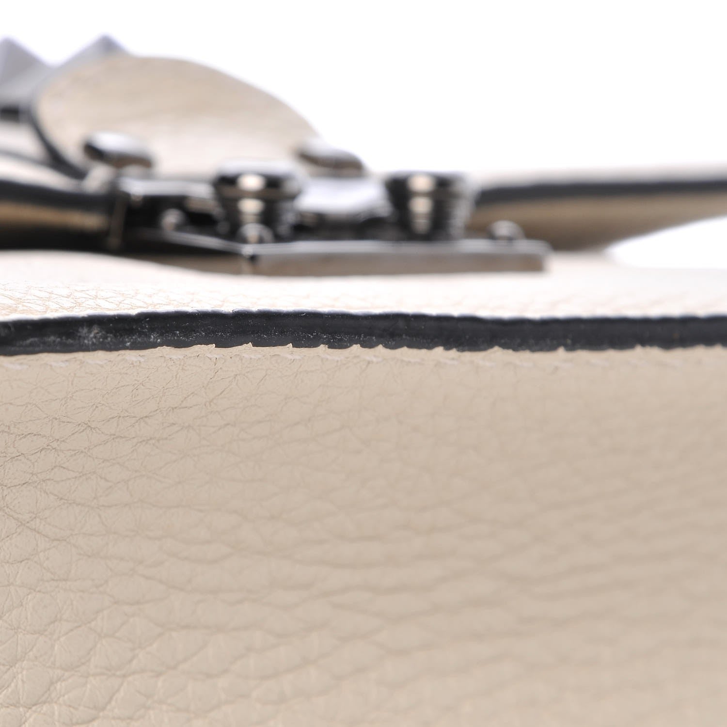 Valentino Garavani Pebbled Calfskin Small Glam Lock Rockstud Flap Ivory 10 of 10