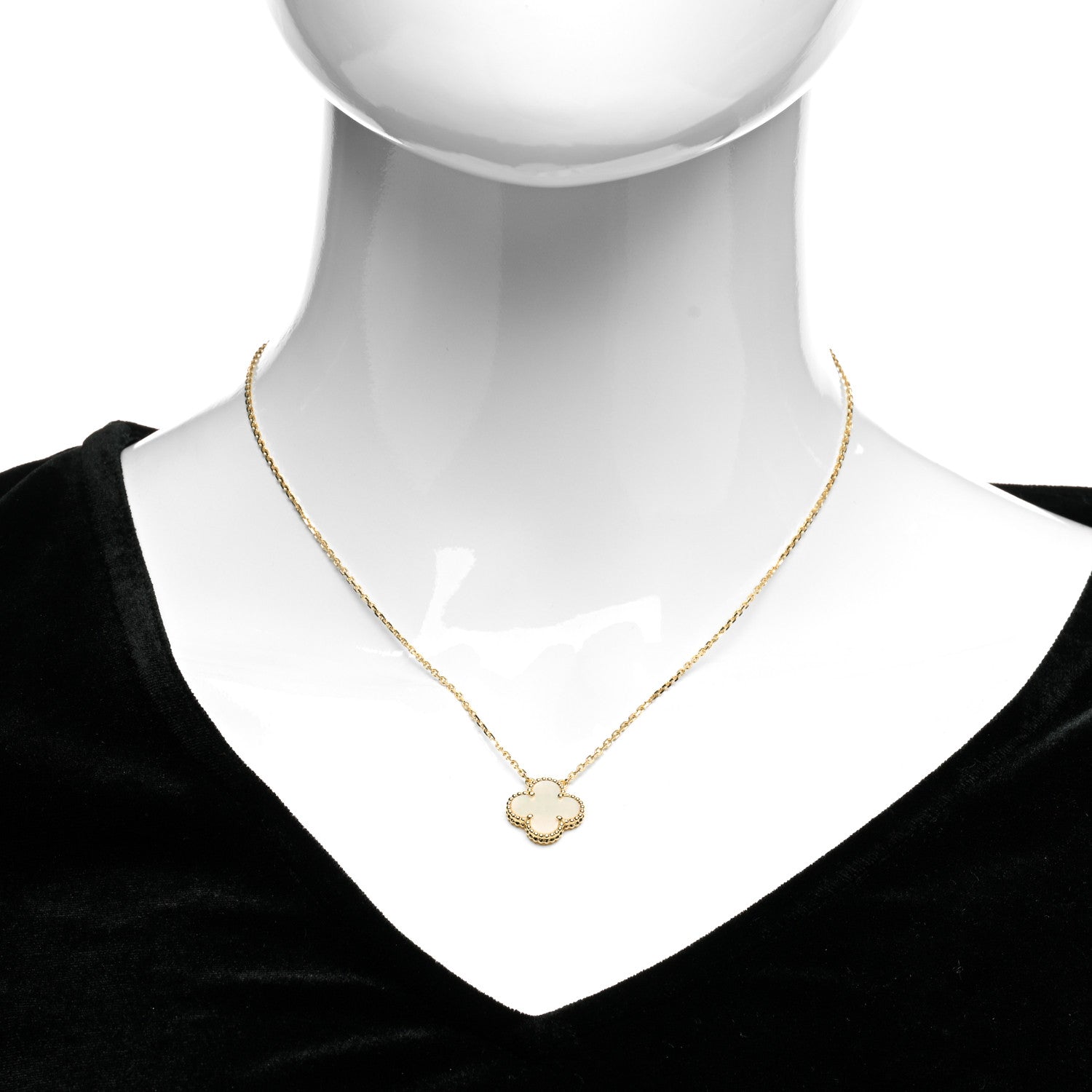 Van Cleef & Arpels 18K Yellow Gold Mother of Pearl Vintage Alhambra Pendant Necklace 2 of 6