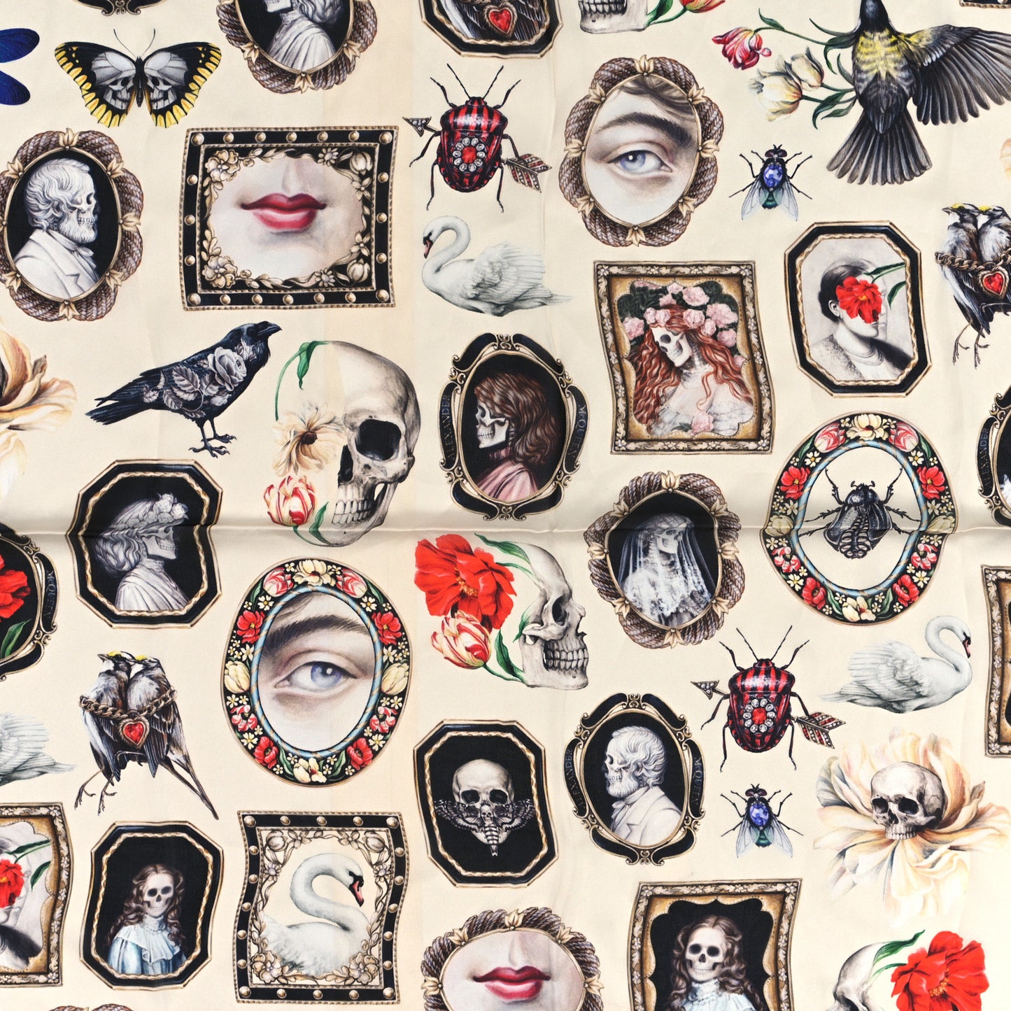 Silk Cameo and Curiosity Scarf Ivory