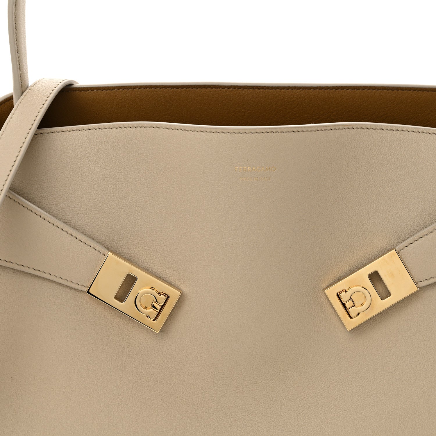 Salvatore Ferragamo Calfskin Medium Hug Bag Stone Burnt Orcher 7 of 10