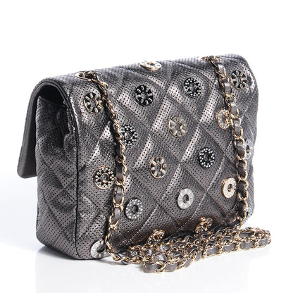 Chanel Perforated Metallic Lambskin Small CC Medals Flap Grey 3 of 9