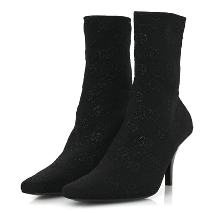 Gucci Technical Jersey Knit GG Monogram Square G 75mm Ankle Boots 38 Black Gray 4 of 11