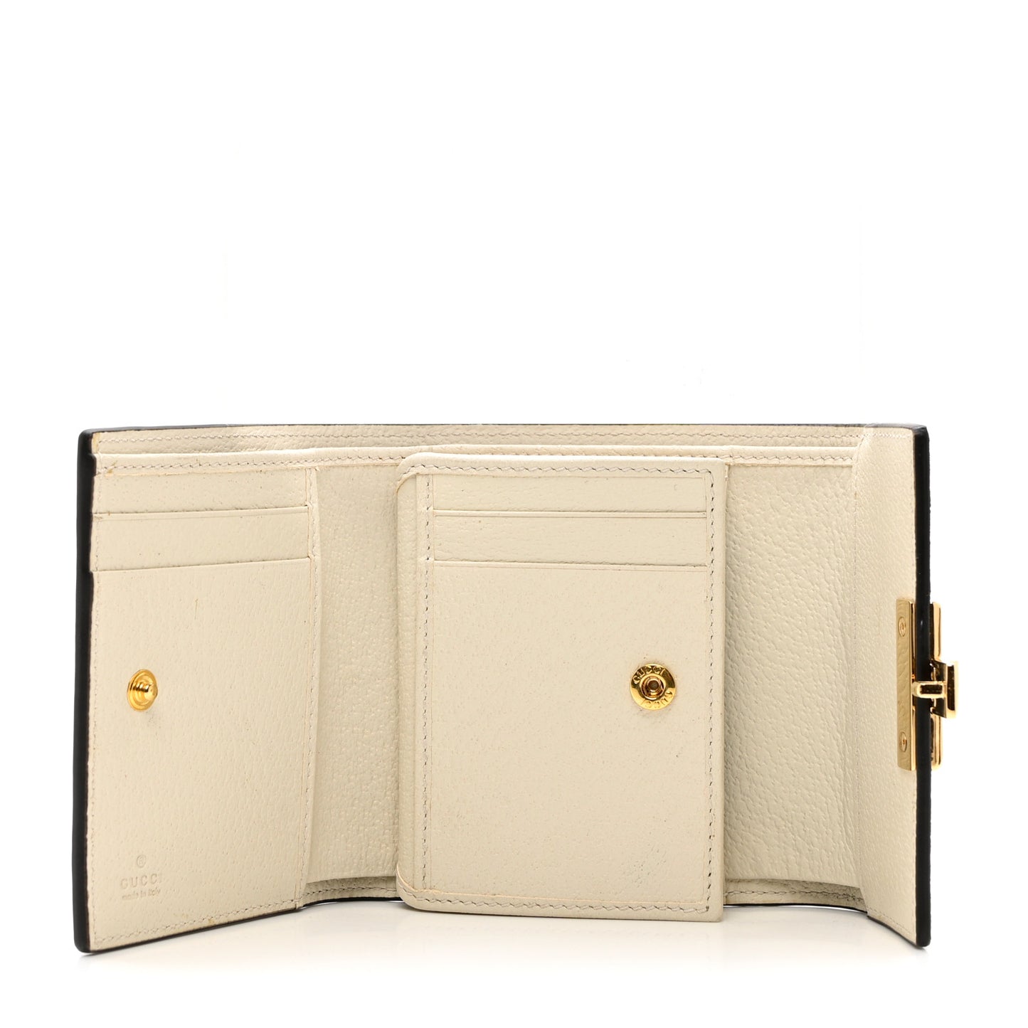 Calfskin Bee Star Print Padlock Wallet White