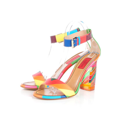 Valentino Garavani Calfskin Plexiglass 1973 Ankle Strap High Heel Sandals 37.5 Multicolor 3 of 7
