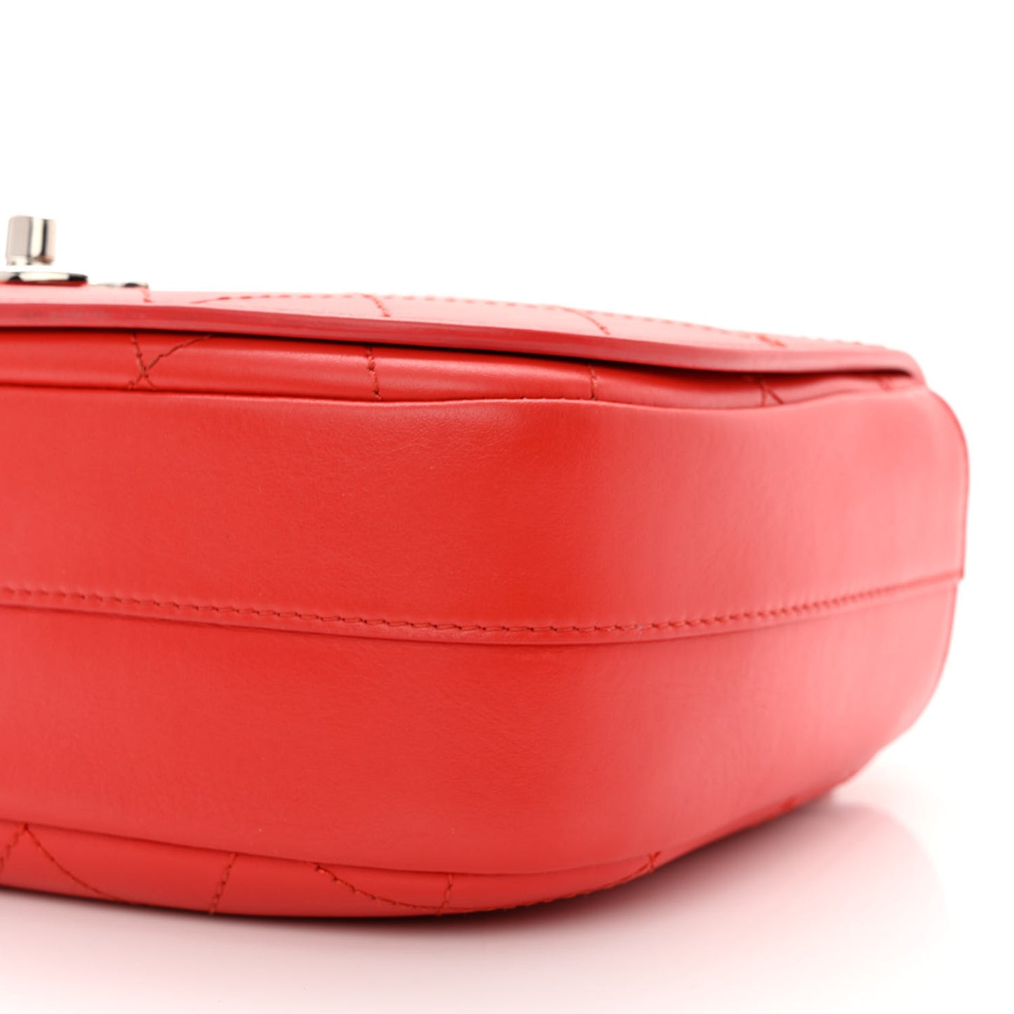 Calfskin Stitched Ring My Bag Flap Crossbody Red