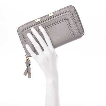 Chloe Calfskin Marcie Long Zip Around Wallet Cashmere Grey 2 of 13