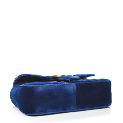 Gucci Velvet Matelasse Mini GG Marmont Shoulder Bag Cobalt Blue 4 of 12