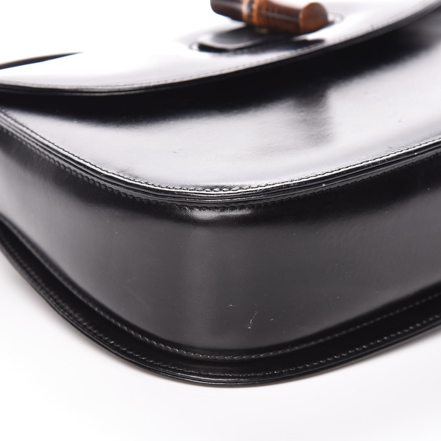 Calfskin Bamboo Top Handle Bag Black