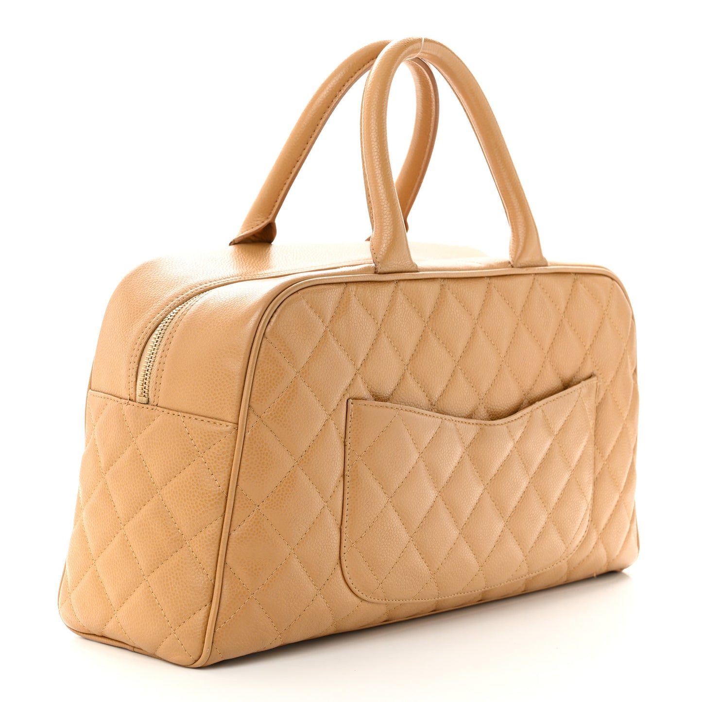 Caviar Quilted Large Bowler Bag Beige