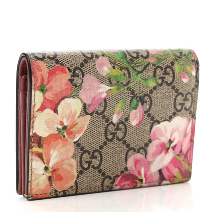 Gucci GG Supreme Monogram Blooms Card Case Beige Multicolor Dry Rose 3 of 11