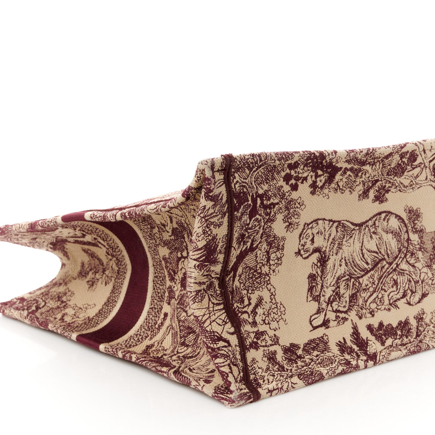 Christian Dior Canvas Embroidered Large Dioriviera Toile De Jouy Book Tote Burgundy 9 of 11