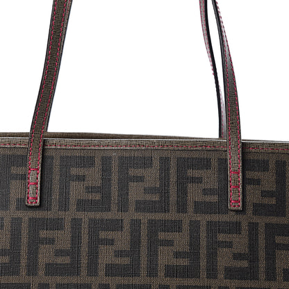 Fendi Zucca Spalmati Vitello Elite Small Roll Tote Tobacco Ciclamino 8 of 10