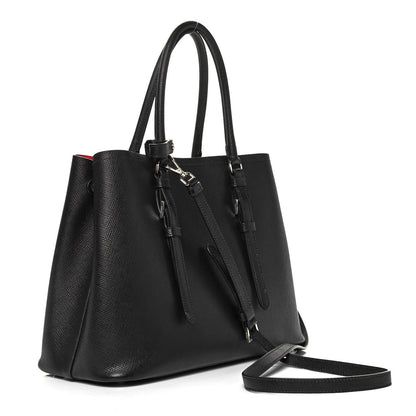 Prada Saffiano Cuir Medium Double Bag Black Fuoco 3 of 9