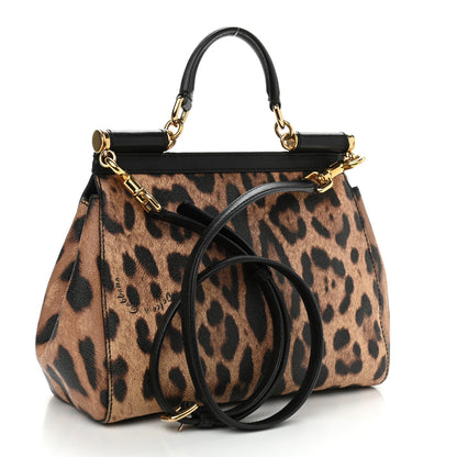 Dolce & Gabbana Dauphine Leopard Print Small Miss Sicily Satchel Black 3 of 11