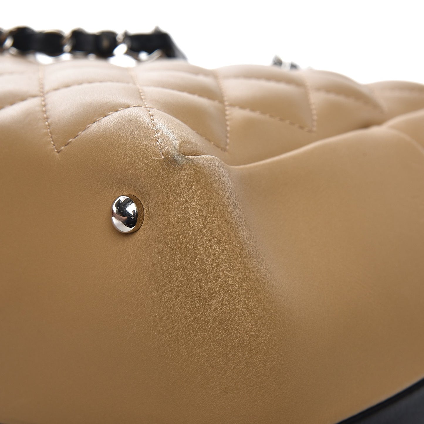 Calfskin Quilted Feather Weight Bowling Bag Black Beige